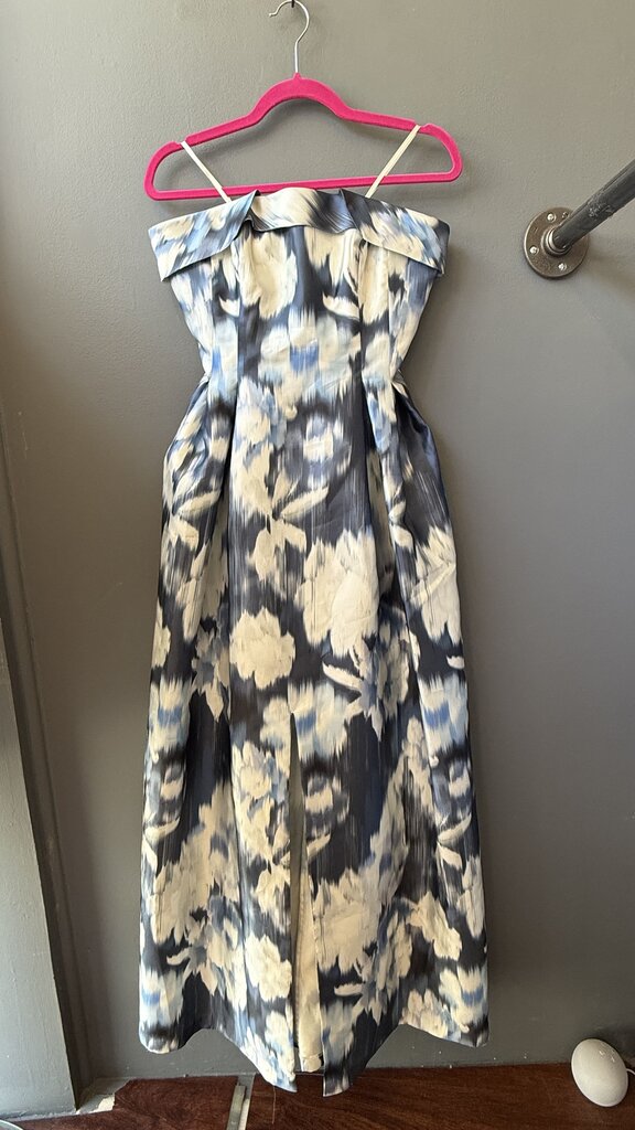 Strapless Ikat Floral Gown
