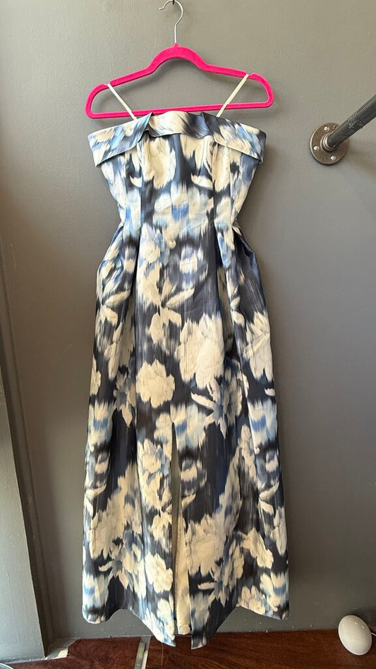 Strapless Ikat Floral Gown