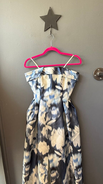 Strapless Ikat Floral Gown