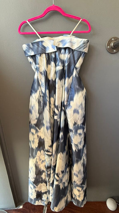 Strapless Ikat Floral Gown