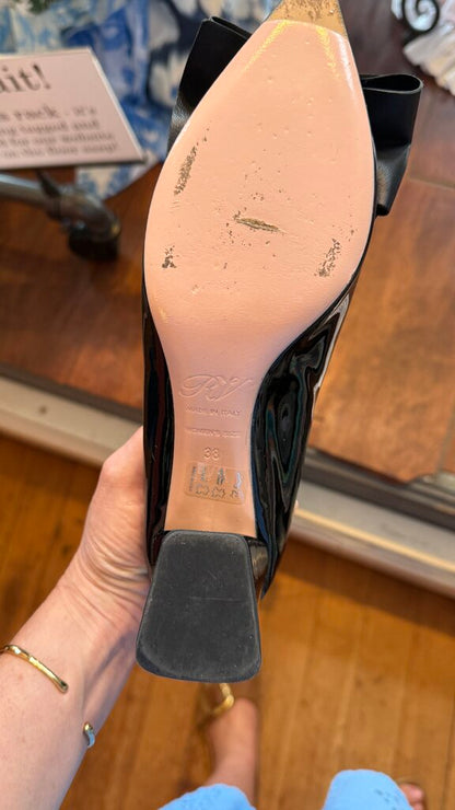 Gem Bow Patent Block Heels