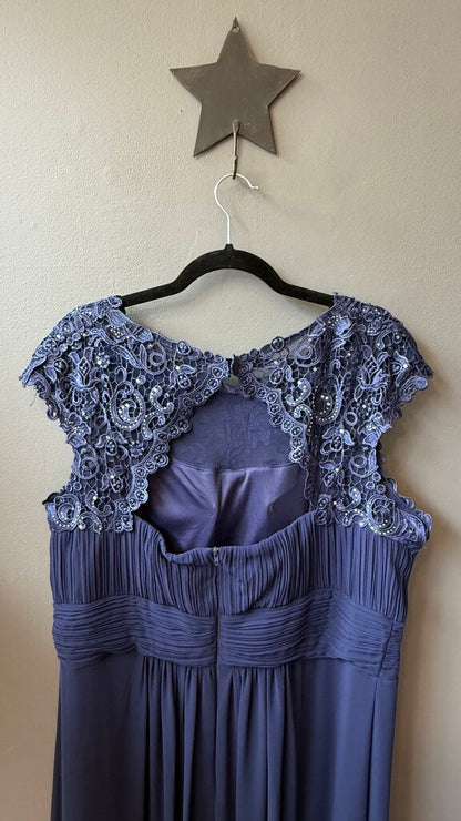 Lace Neckline Chiffon Gown