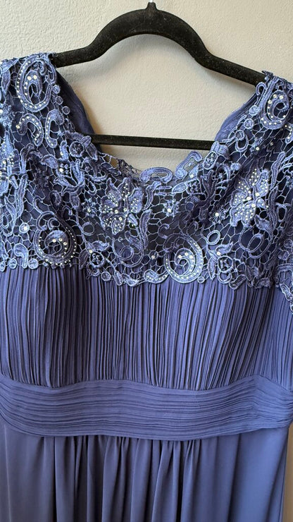 Lace Neckline Chiffon Gown