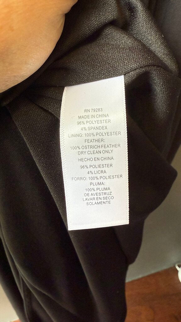 Feather Trim Off the Shoulder Gown