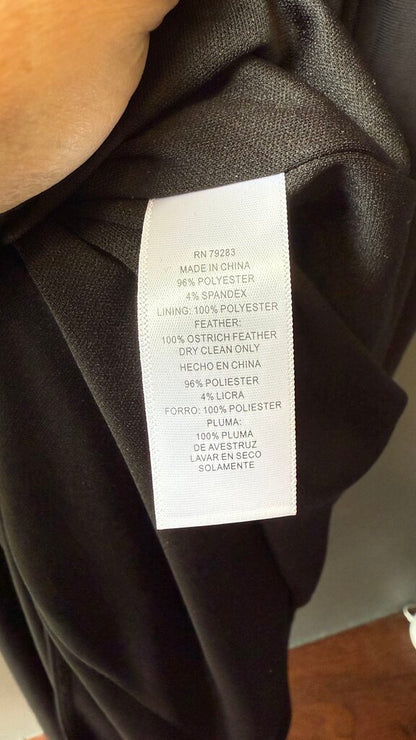 Feather Trim Off the Shoulder Gown