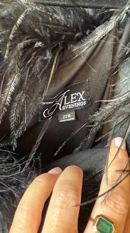 Feather Trim Off the Shoulder Gown