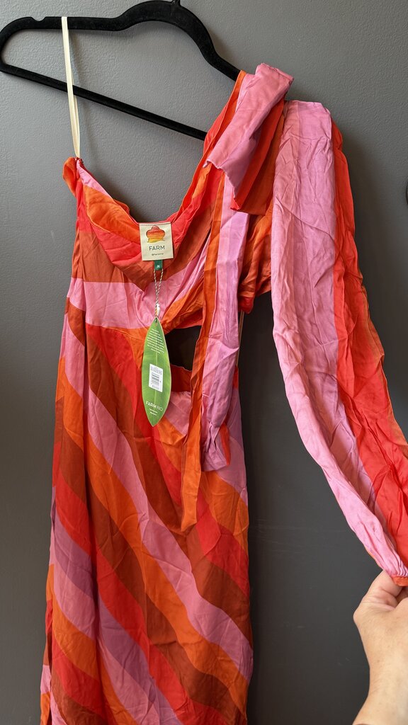 One Shoulder Stipe Cutout Midi Dress