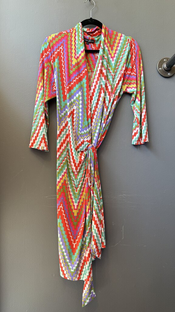 Step Print Wrap Dress