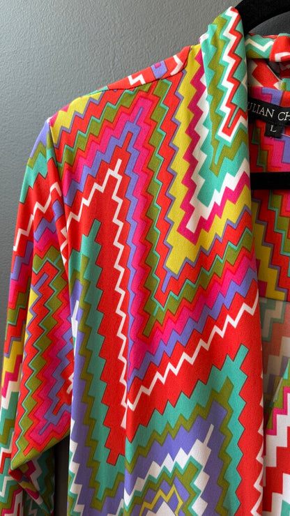 Step Print Wrap Dress