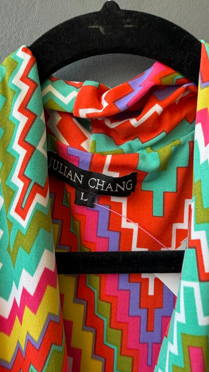 Step Print Wrap Dress