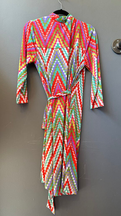 Step Print Wrap Dress