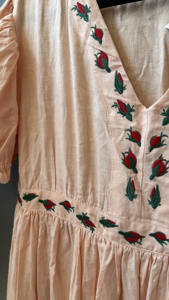 Embroidered Linen Maxi Dress