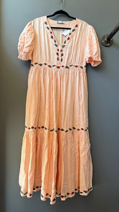 Embroidered Linen Maxi Dress
