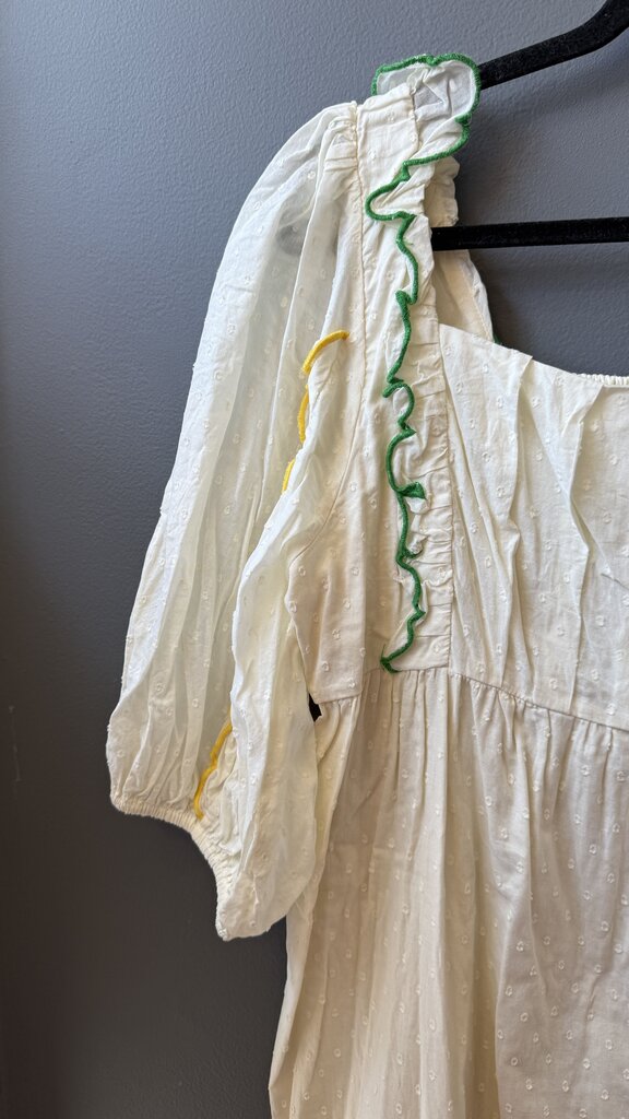 Swiss Dot Scallop Trim Midi Dress