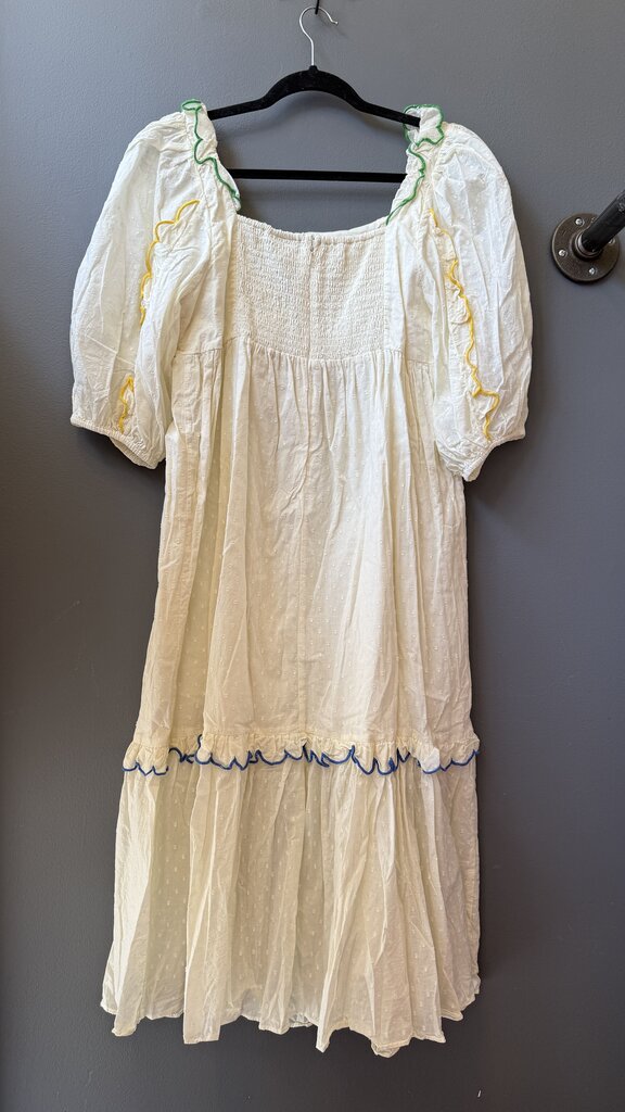 Swiss Dot Scallop Trim Midi Dress