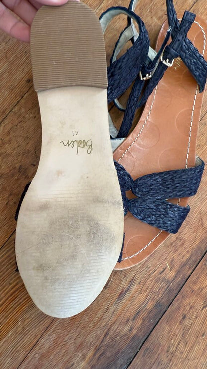 Raffia Ankle Strap Sandals