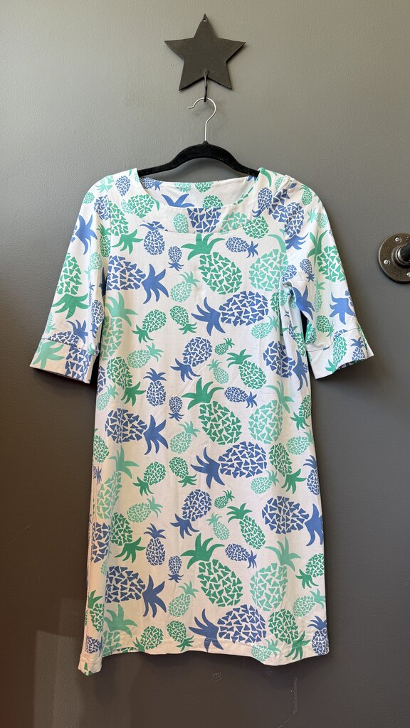 Stretch Pineapple Print Shift Dress