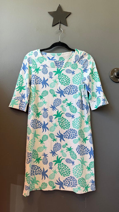 Stretch Pineapple Print Shift Dress
