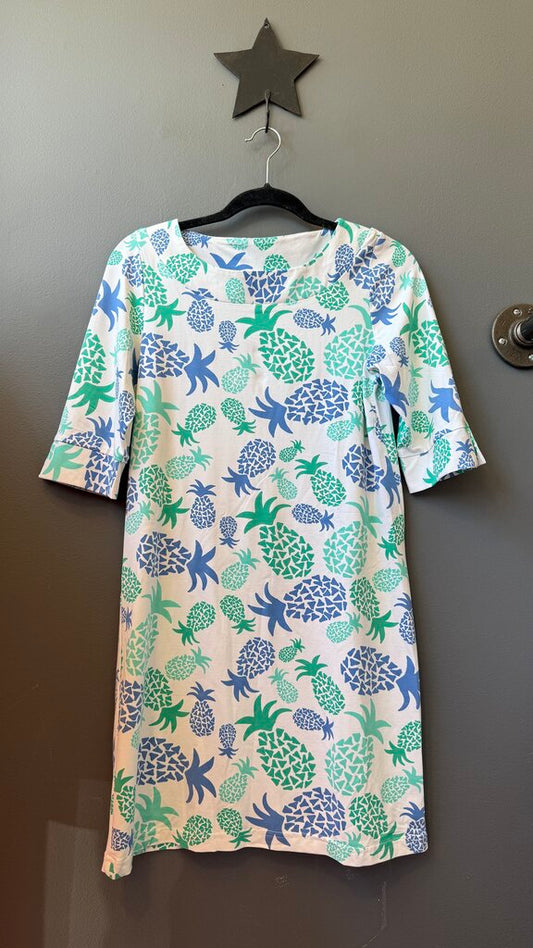 Stretch Pineapple Print Shift Dress