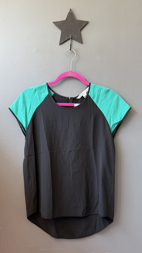 Silk High Low Colorblock Blouse