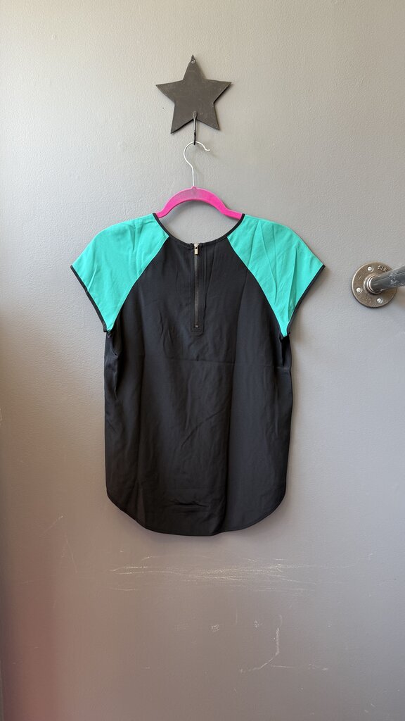 Silk High Low Colorblock Blouse