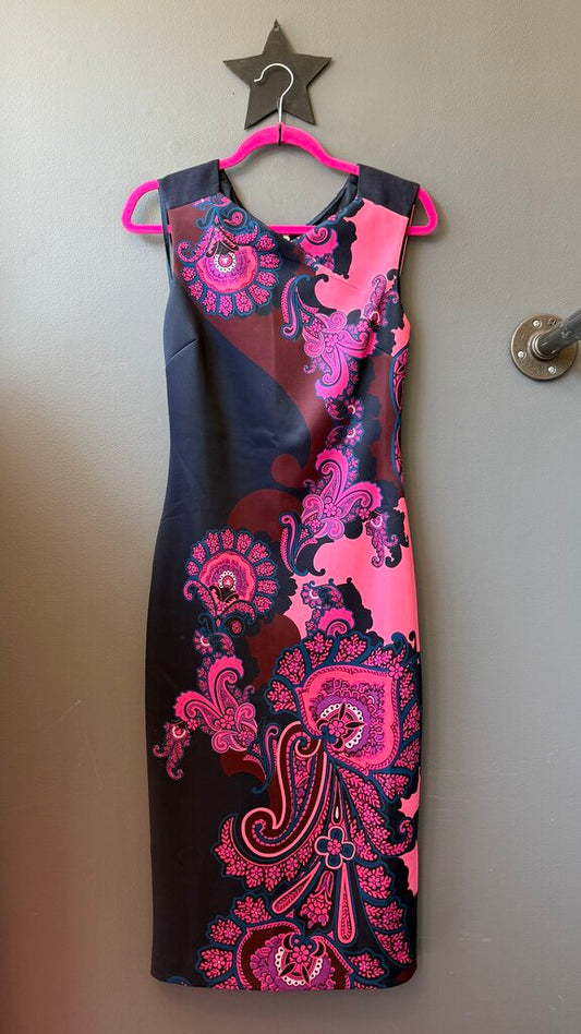 Paisley Print Midi Sheath Dress