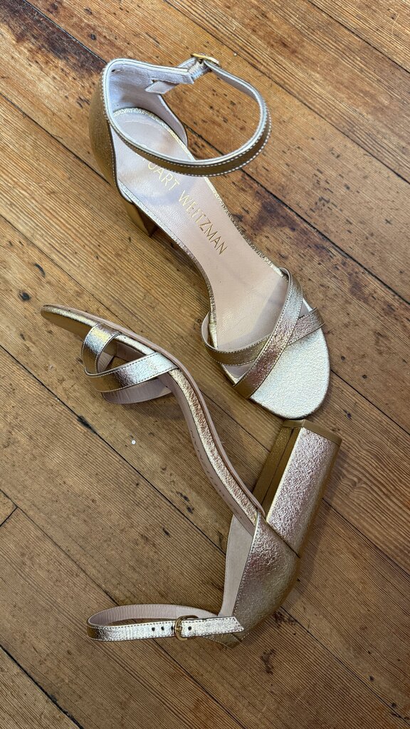 Block Heel Gold Sandals