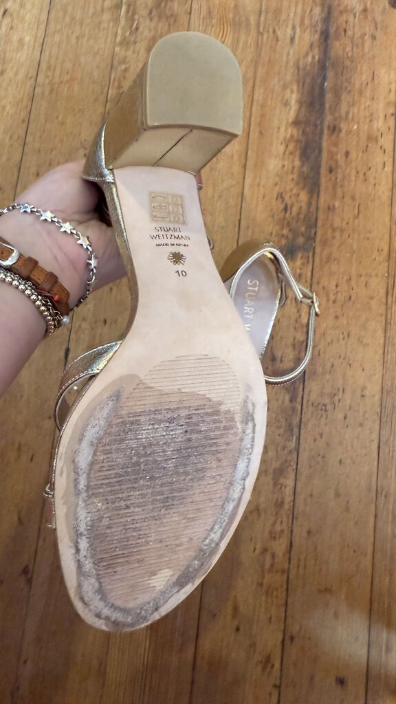 Block Heel Gold Sandals