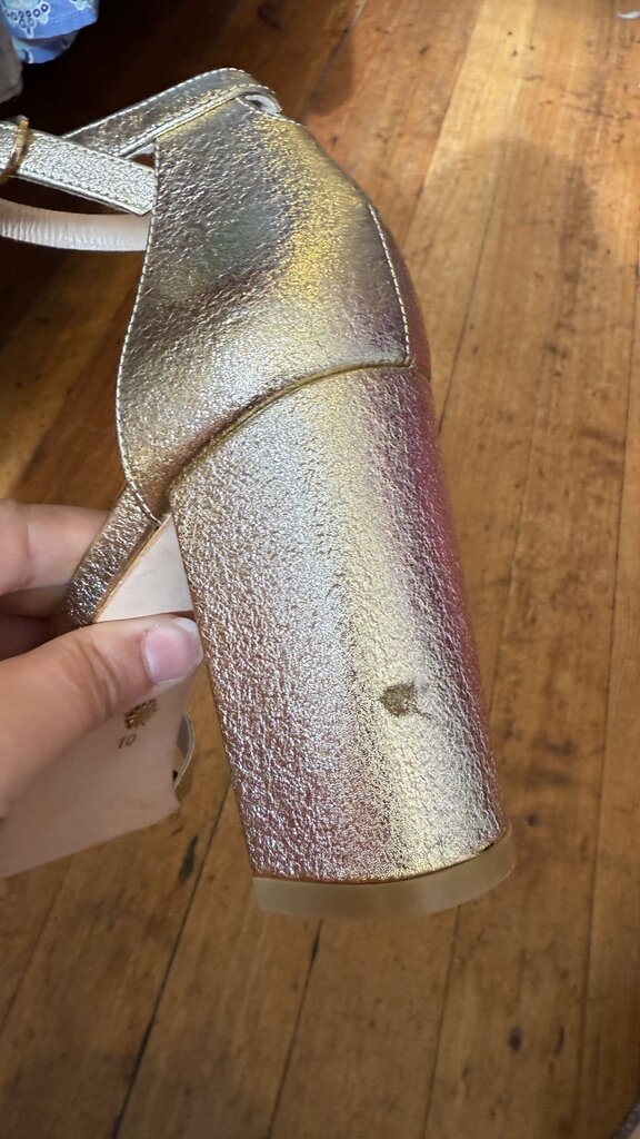 Block Heel Gold Sandals