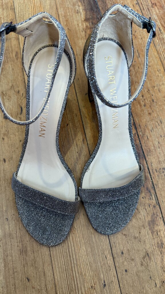 Block Heel Silver Sandals