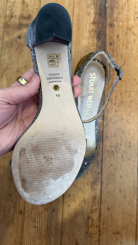 Block Heel Silver Sandals