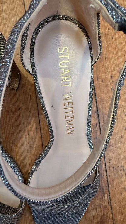 Block Heel Silver Sandals