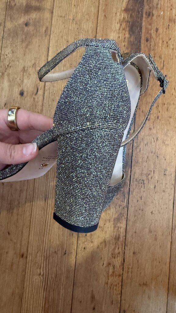 Block Heel Silver Sandals