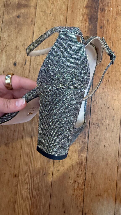 Block Heel Silver Sandals