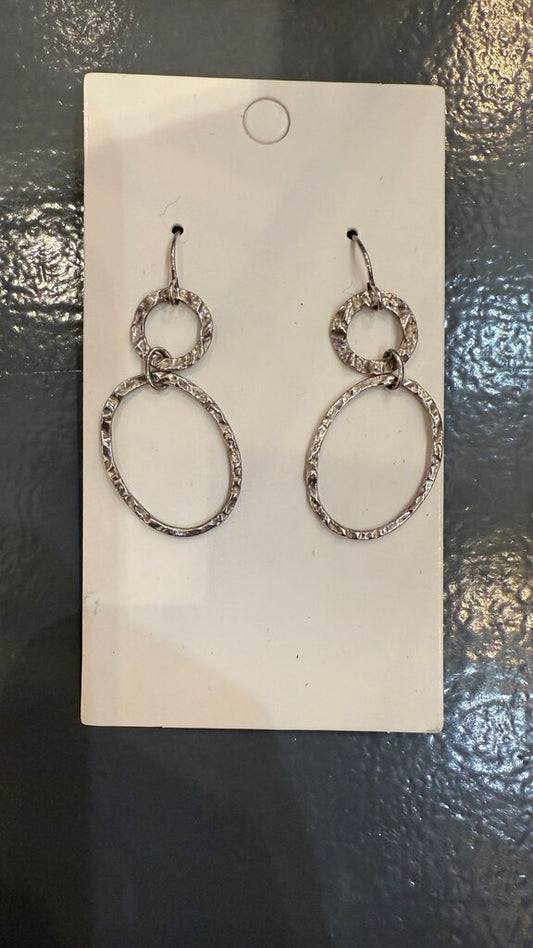 Hammered Silver Drop Earrings