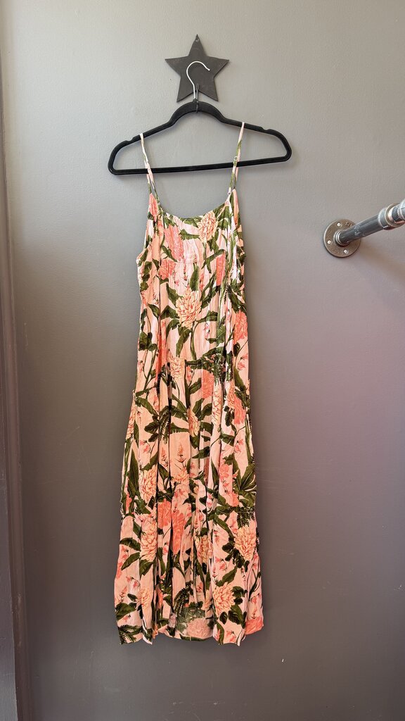 Botanical Tie Front Midi Dress