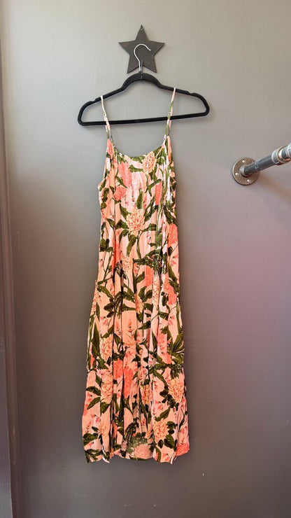 Botanical Tie Front Midi Dress