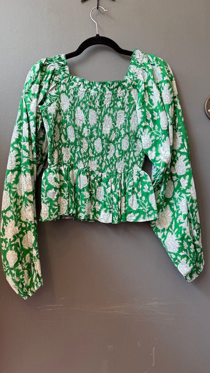 Block Print Smocked Blouse