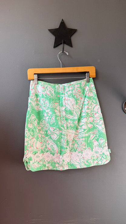 Floral Lace Trim Skirt