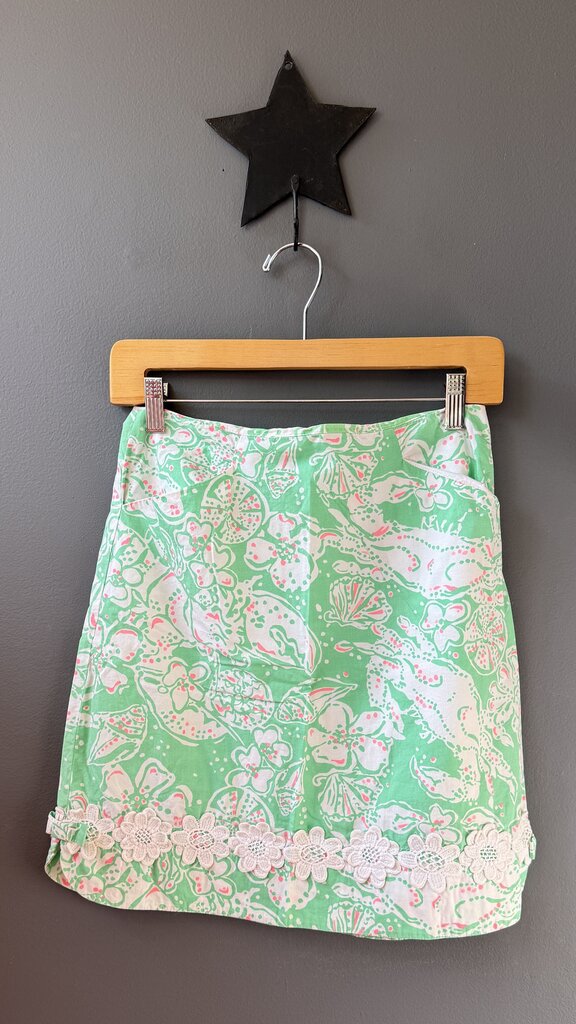 Floral Lace Trim Skirt