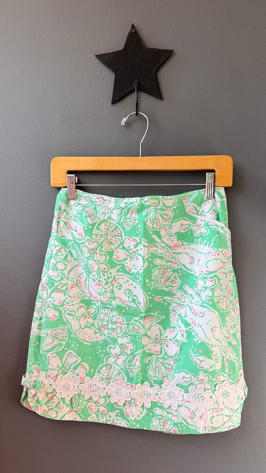 Floral Lace Trim Skirt