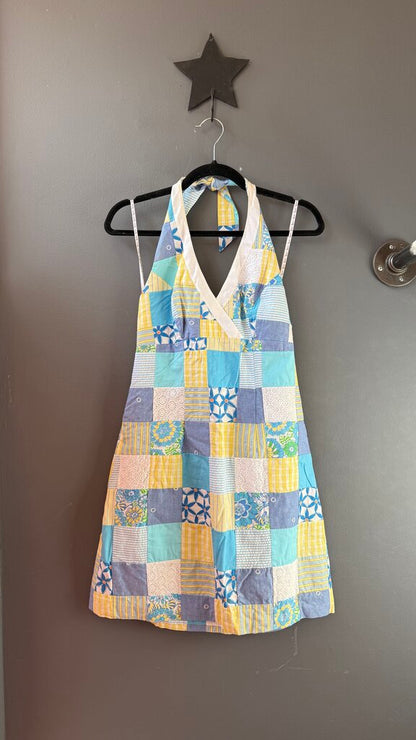 Patch Print Halter Dress