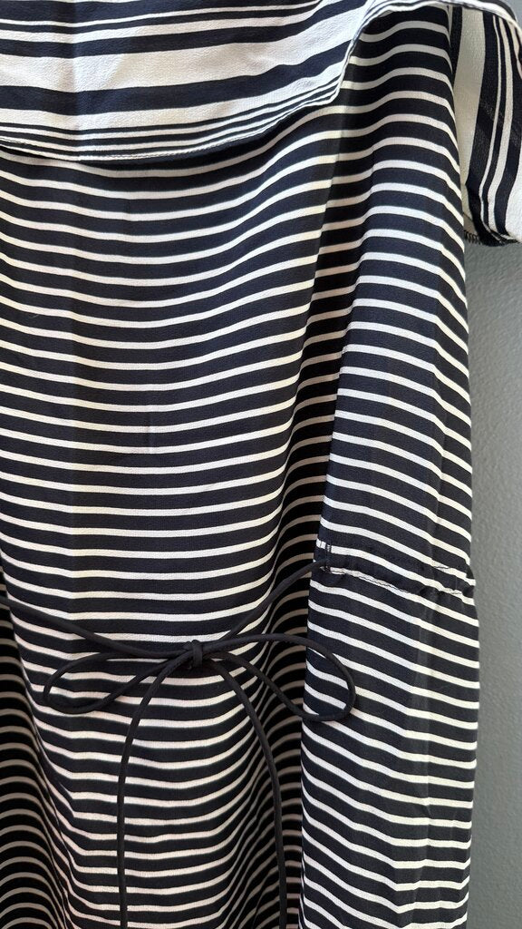 Silk Stripe Drawstring Dress