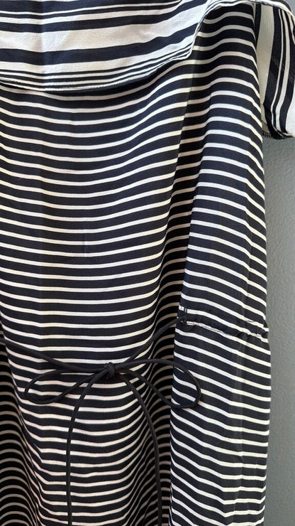 Silk Stripe Drawstring Dress