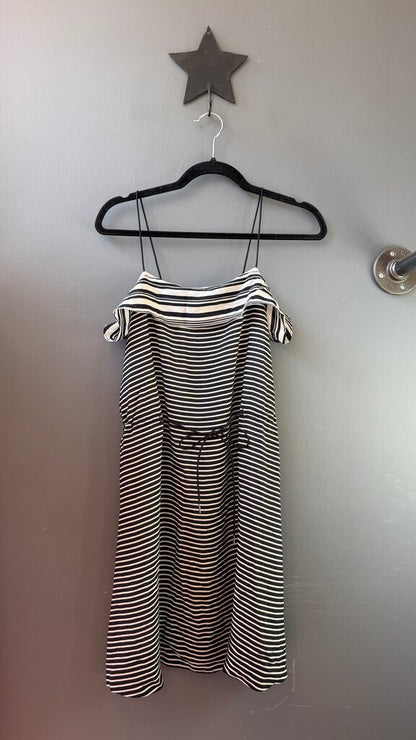 Silk Stripe Drawstring Dress