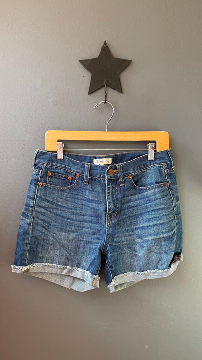 High Rise Denim Cuff Shorts