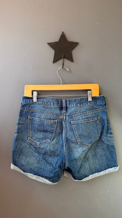 High Rise Denim Cuff Shorts