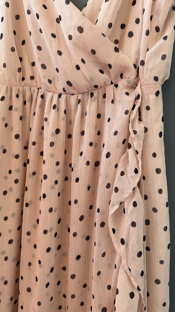 Ruffle Surplice Polka Dot Shimmer Maxi Dress