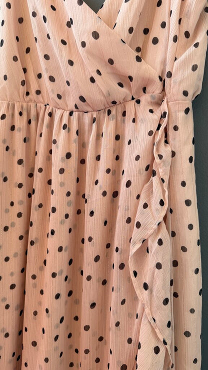 Ruffle Surplice Polka Dot Shimmer Maxi Dress