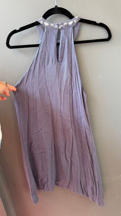 Embroidered High Neck Mini Dress